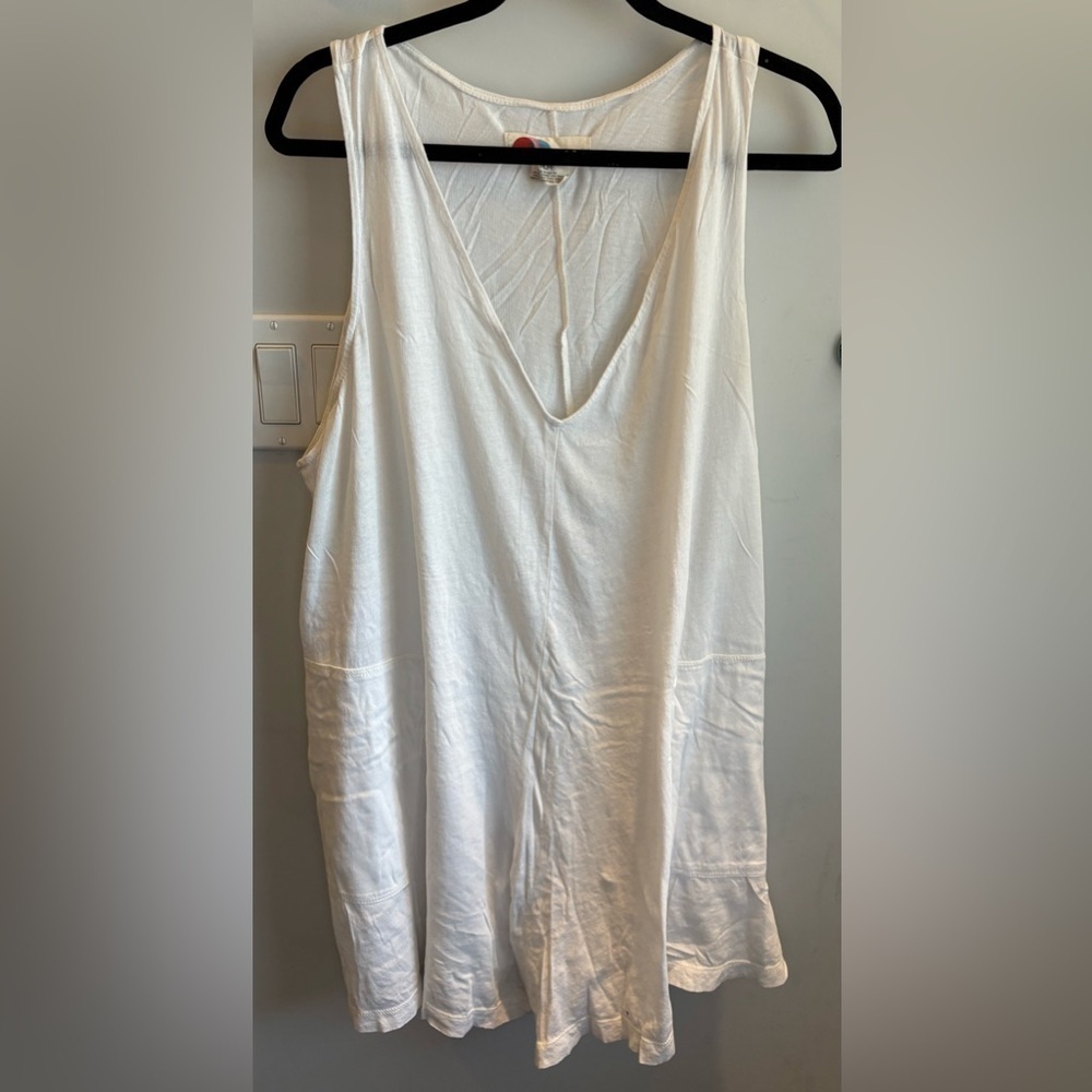 Free People Beachwear White Sleeveless Romper with Pockets